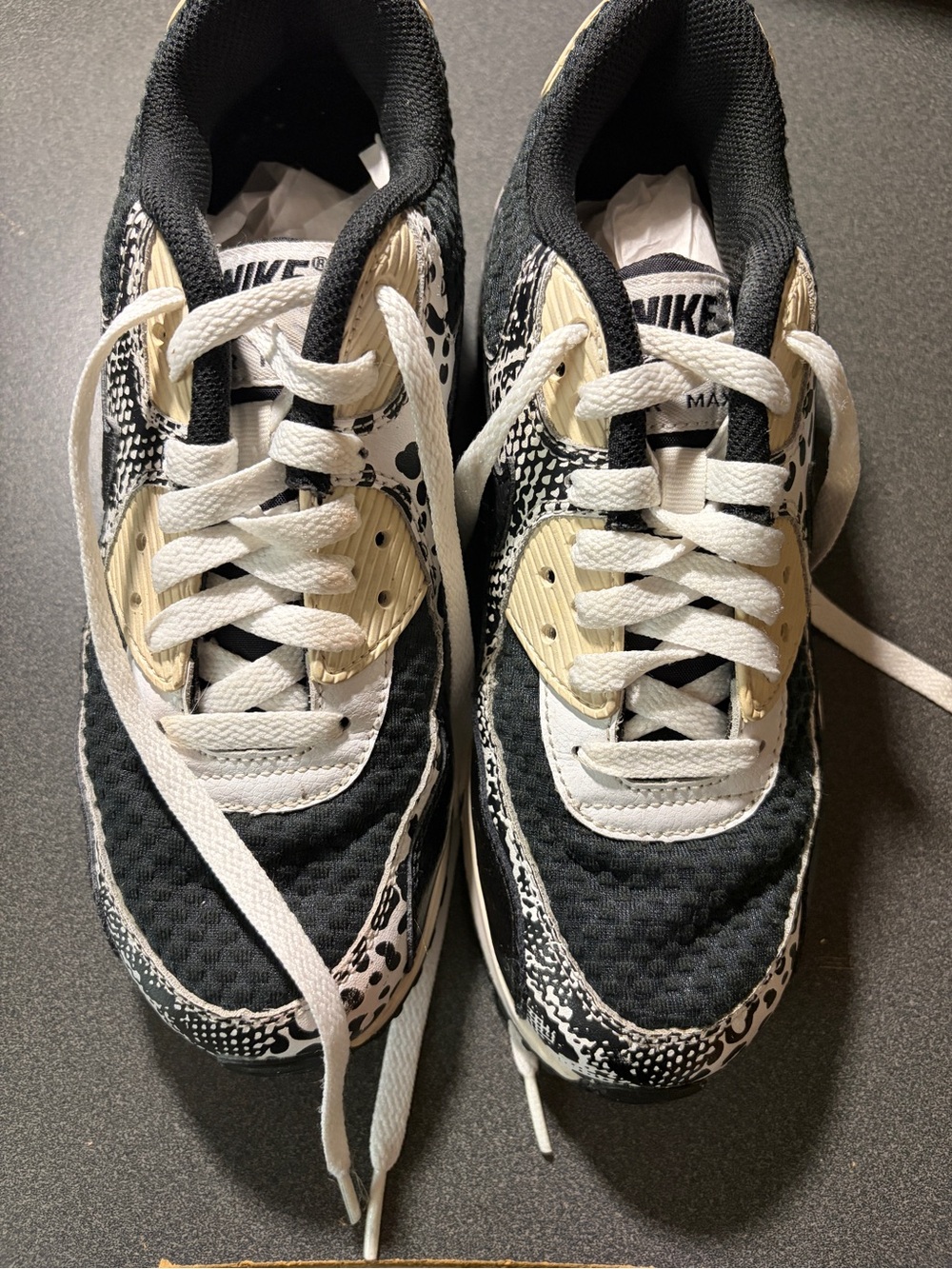 Nike Kids Black White Cream Patterned Sneakers